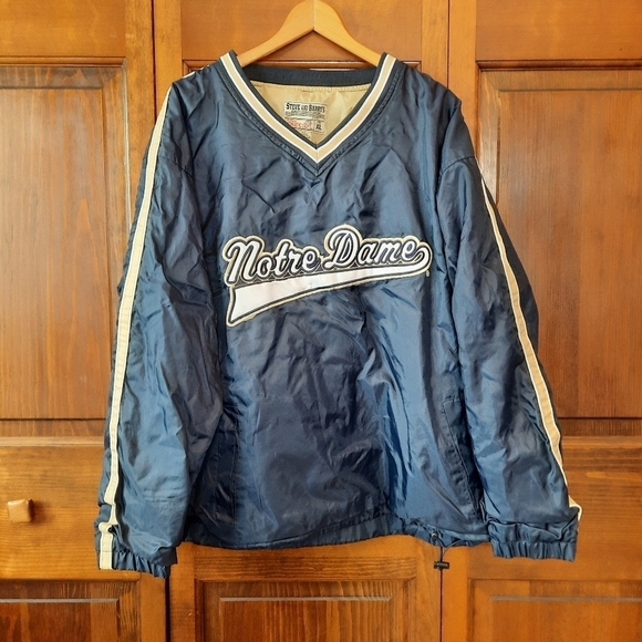 Vintage Steve & Barry's Notre Dame embroidered insulated nylon v-neck pullover - Picture 1 of 13